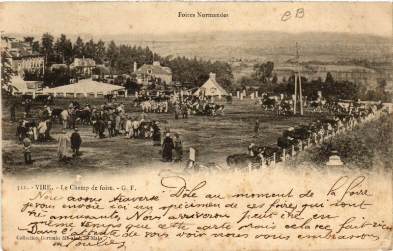 Carte postale ancienne Foires Normandes - Vire - Le Champ de foire