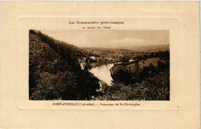 Carte postale ancienne Pont-d'Ouilly- Panorama de Saint-Christophe à Pont-d'Ouilly