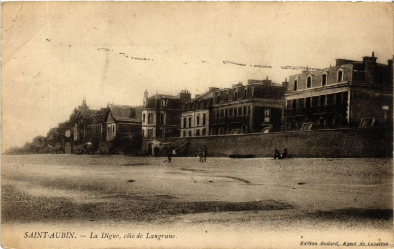 Carte postale ancienne Saint-Aubin - La Digue coté de Langrune