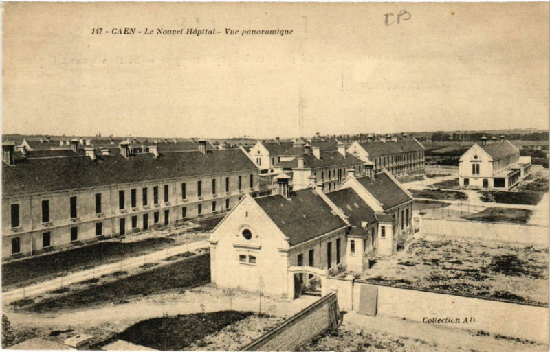 Carte postale ancienne Caen - Le Nouvel Hopital - Vue panoramique à Caen
