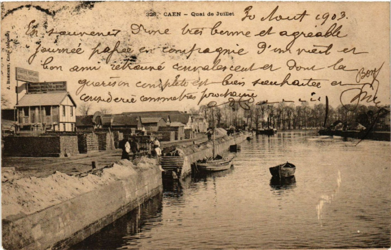 Carte postale ancienne Caen - Quai de Juillet à Caen