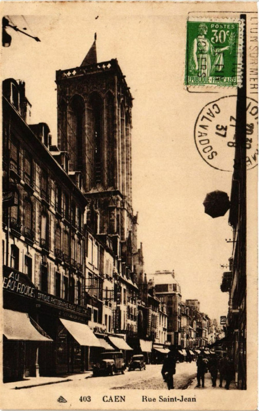 Carte postale ancienne Caen - Rue Saint-Jean à Caen