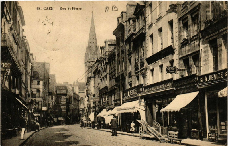 Carte postale ancienne Caen - Rue Saint-Pierre à Caen