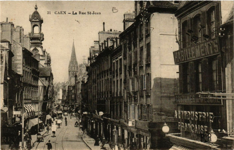 Carte postale ancienne Caen - La Rue Saint-Jean à Caen