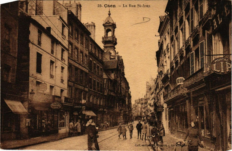 Carte postale ancienne Caen - La Rue Saint-Jean à Caen