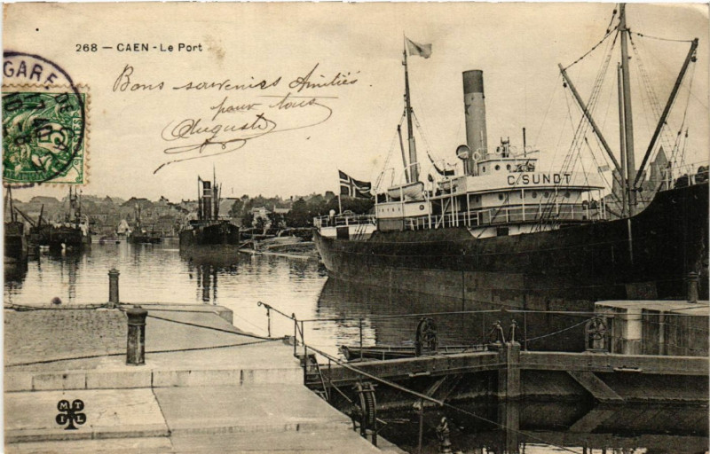 Carte postale ancienne Caen - Le Port à Caen