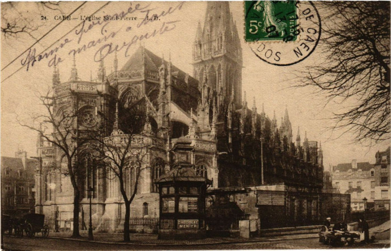 Carte postale ancienne Caen - L'Eglise Saint-Pierre à Caen