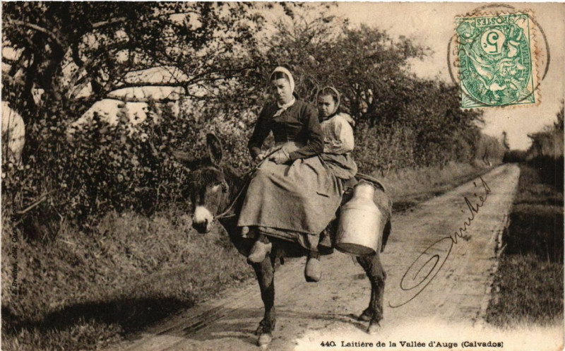 Carte postale ancienne Laitiere de la Vallée d'Auge