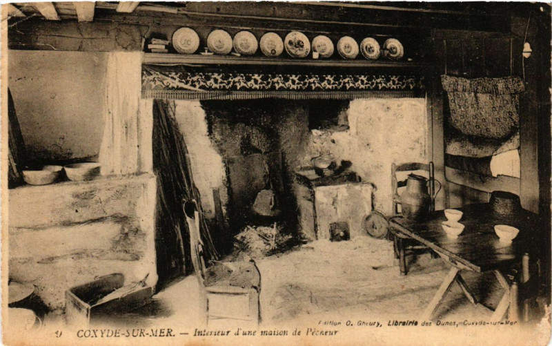 Carte postale ancienne Coxyde-sur-Mer - Interieur d'une maison de Pecheur