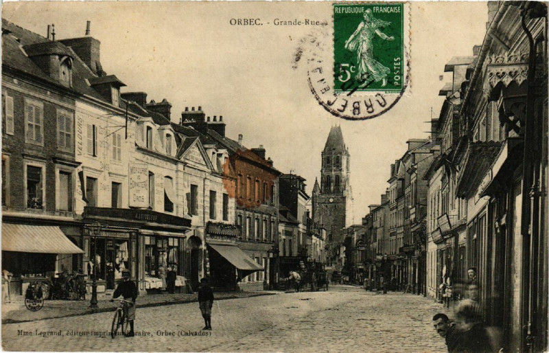 Carte postale ancienne Orbec - Grande Rue à Orbec