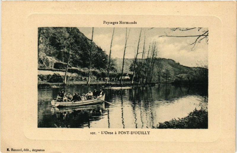 Carte postale ancienne L'Orne a Pont-d'Ouilly à Pont-d'Ouilly