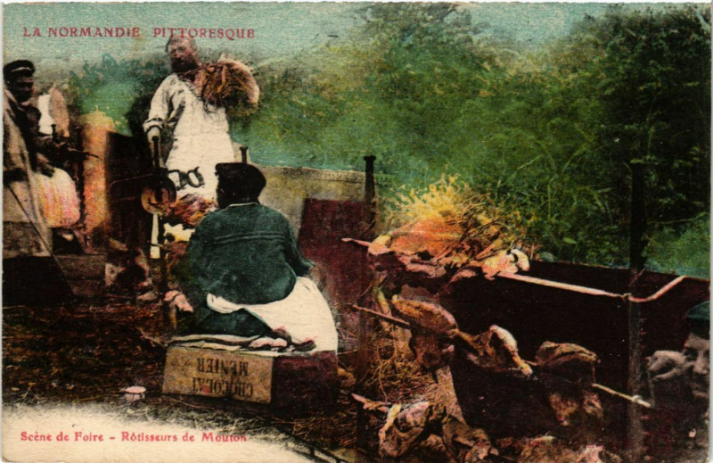 Carte postale ancienne Scene de Foire - Rotisseurs de Mouton