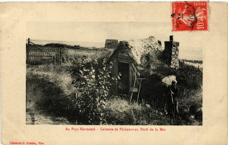 Carte postale ancienne Au Pays Normand - Cabanes de Pecheurs