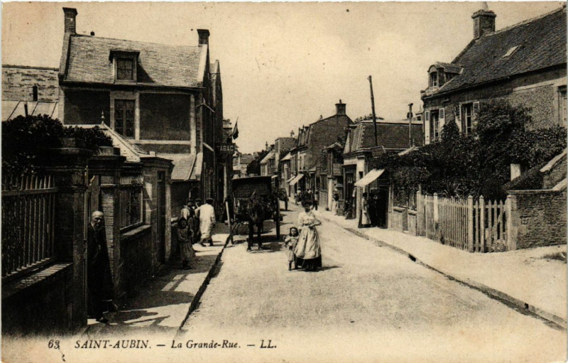 Carte postale ancienne Saint-Aubin - La Grande rue
