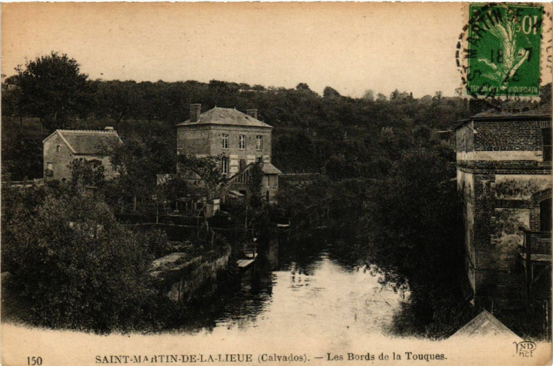 Carte postale ancienne Saint-Etienne de la Lieu - Les Bords de la Touques à Touques