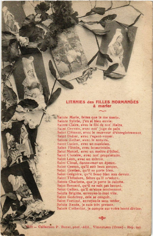 Carte postale ancienne Litanies des Filles Normandes