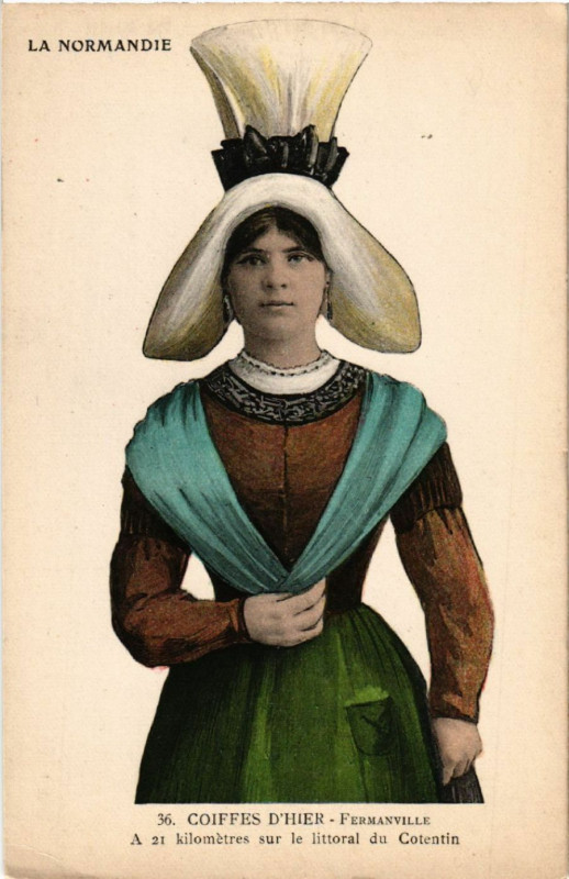 Carte postale ancienne Coiffes d'Hier - Fermanville à Fermanville