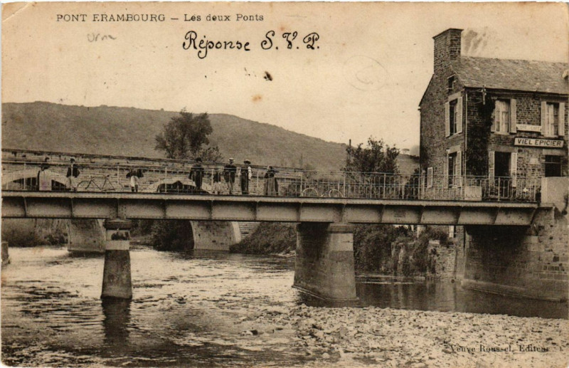Carte postale ancienne Pont Erambourg - Les deux Ponts