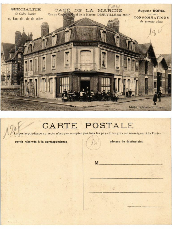 Carte postale ancienne Deauville - sur-Mer Café de la Marine à Deauville