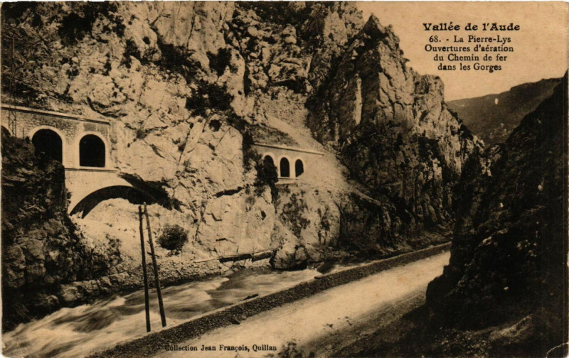 Carte postale ancienne Vallée de l'Aude La Pierre-Lys Ouvertures d'aération du Chemin