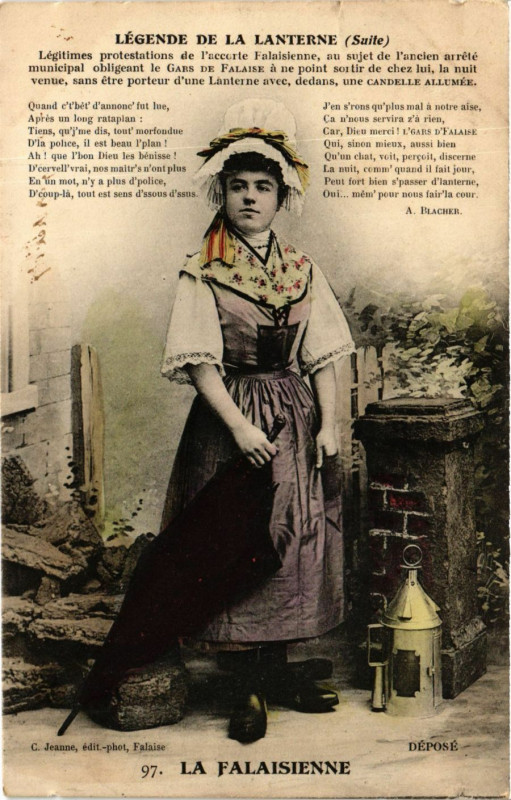 Carte postale ancienne Légende de la Lanterne La Falaisienne