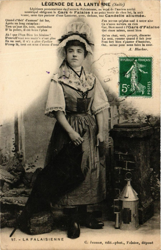 Carte postale ancienne Légende de la Lanterne La Falaisienne