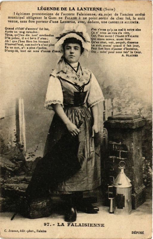 Carte postale ancienne Légende de la Lanterne La Falaisienne