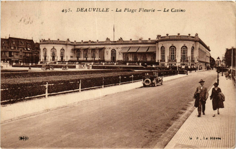 Carte postale ancienne Deauville - La Plage Fleurie Le Casino à Deauville