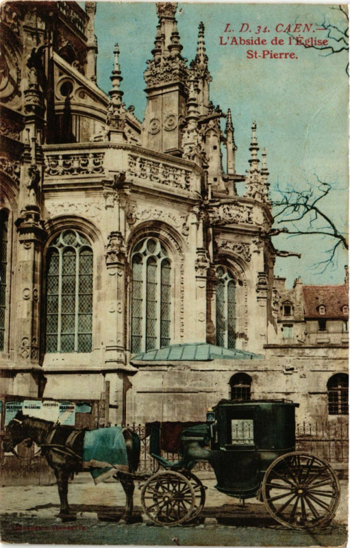 Carte postale ancienne Caen - L'Abside de l'Eglise Saint-Pierre à Caen