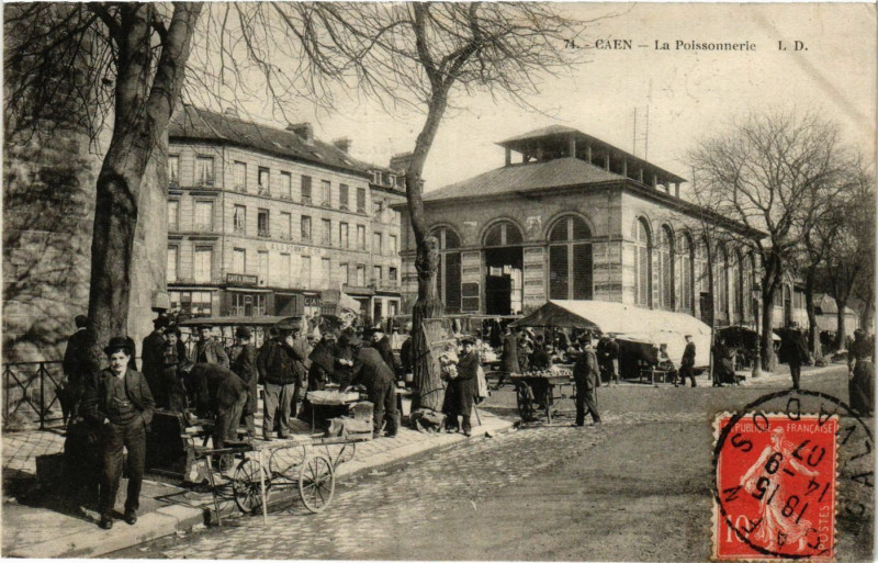 Carte postale ancienne Caen - La Poissonnerie à Caen