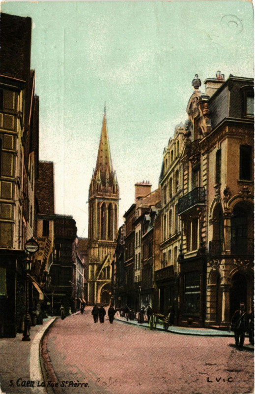 Carte postale ancienne Caen - La Rue Saint-Pierre à Caen