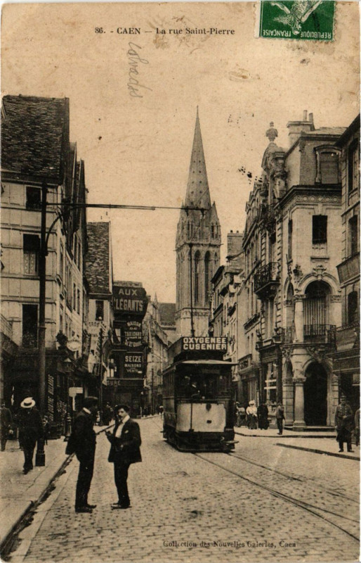 Carte postale ancienne Caen - La Rue Saint-Pierre à Caen