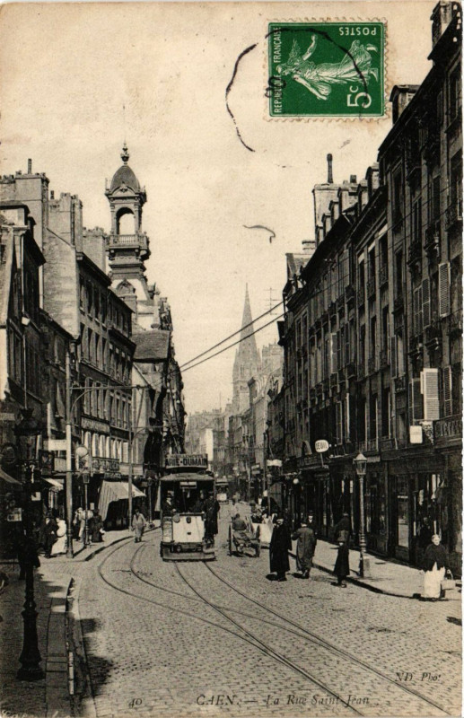 Carte postale ancienne Caen - La Rue Saint-Jean à Caen