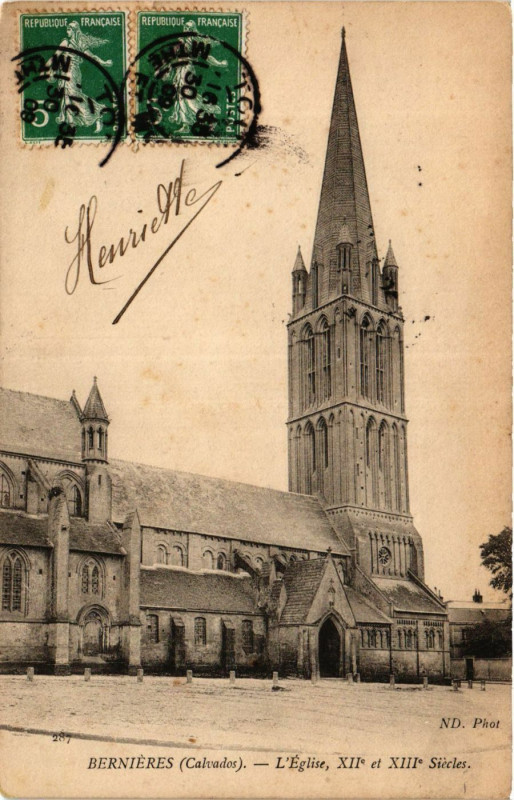Carte postale ancienne Bernieres - L'Eglise