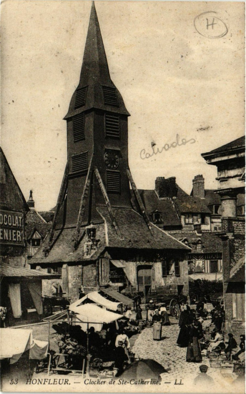 Carte postale ancienne Honfleur - Clocher de Sainte-Catherine à Honfleur