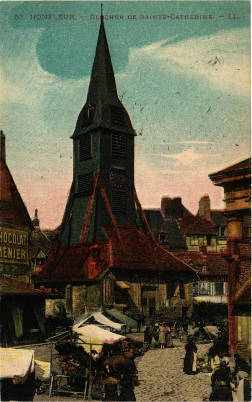 Carte postale ancienne Honfleur - Clocher de Sainte-Catherine à Honfleur