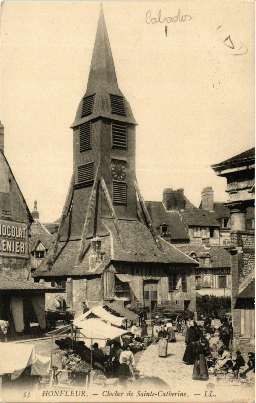 Carte postale ancienne Honfleur - Clocher de Sainte-Catherine à Honfleur