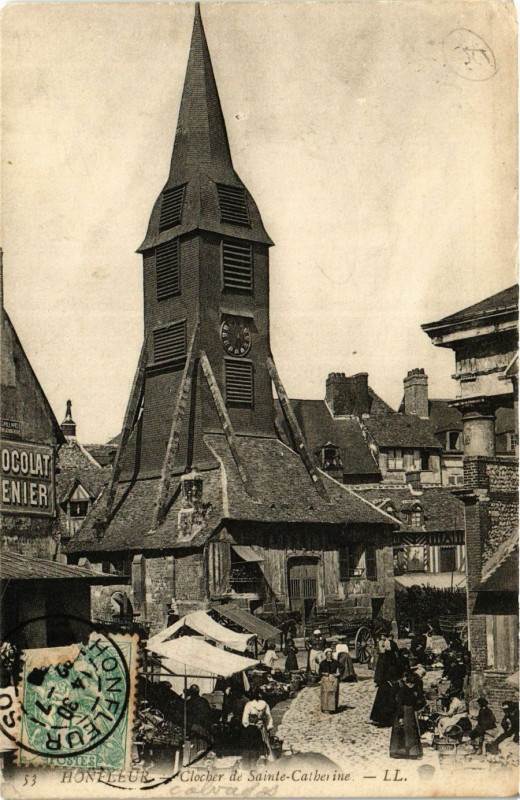 Carte postale ancienne Honfleur - Clocher de Sainte-Catherine à Honfleur
