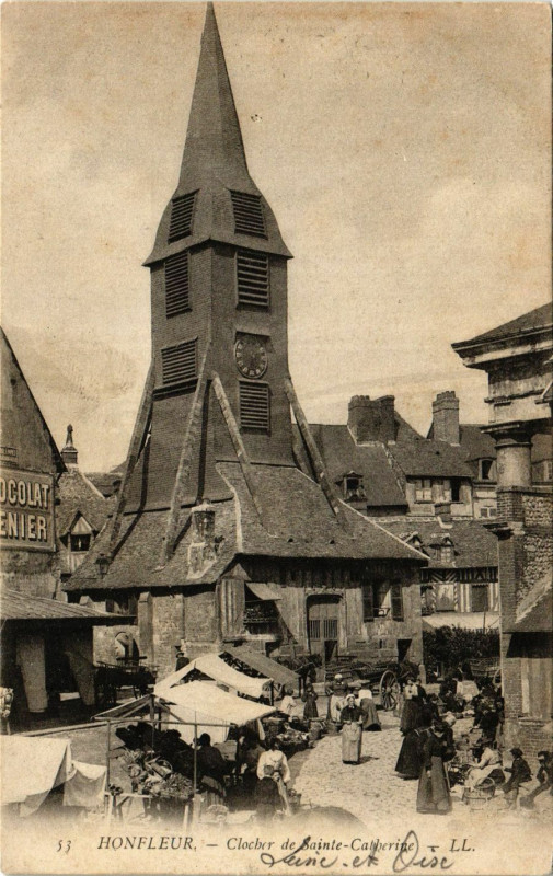 Carte postale ancienne Honfleur - Clocher de Sainte-Catherine à Honfleur