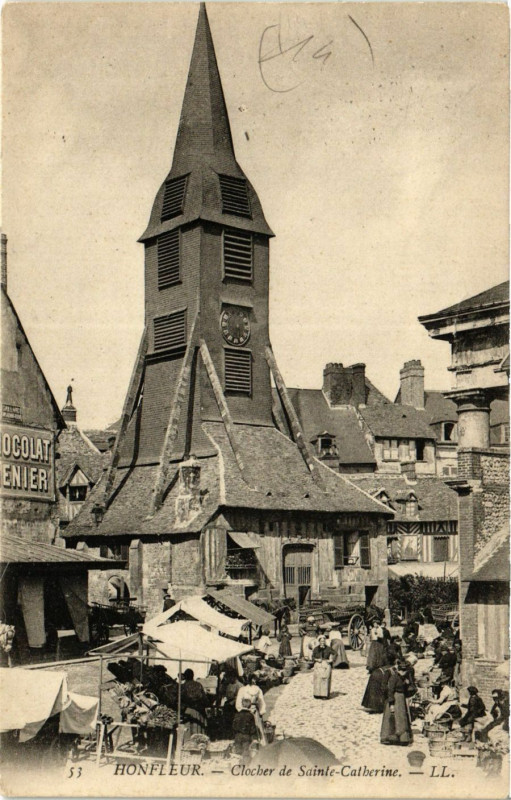 Carte postale ancienne Honfleur - Clocher de Sainte-Catherine à Honfleur
