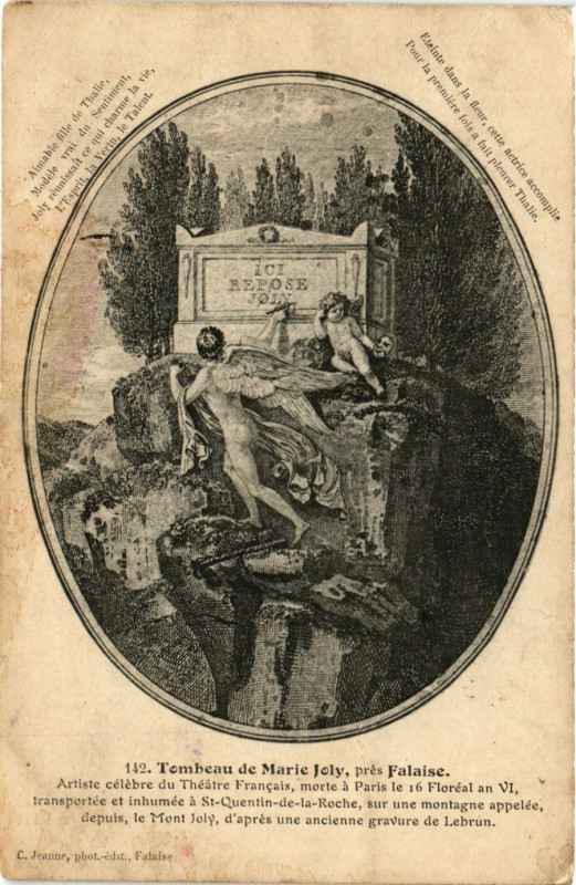 Carte postale ancienne Falaise - Tombeau de Marie Joly - pres Falaise à Falaise
