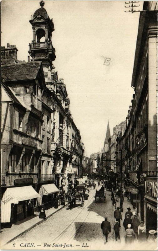 Carte postale ancienne Caen - Rue Saint-Jean à Caen