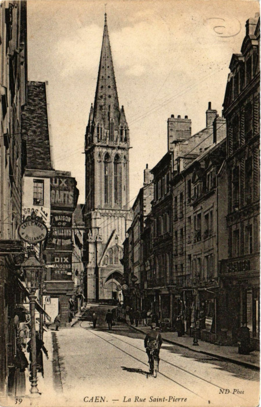 Carte postale ancienne Caen - La Rue Saint-Pierre à Caen
