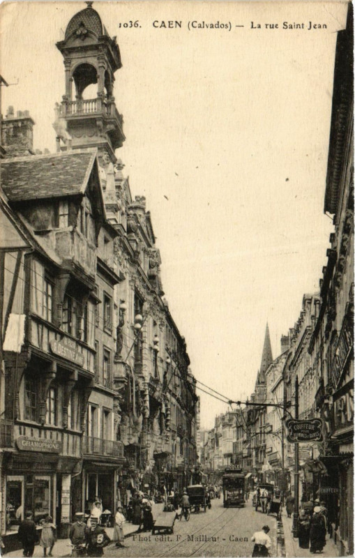 Carte postale ancienne Caen - La Rue Saint-Jean à Caen