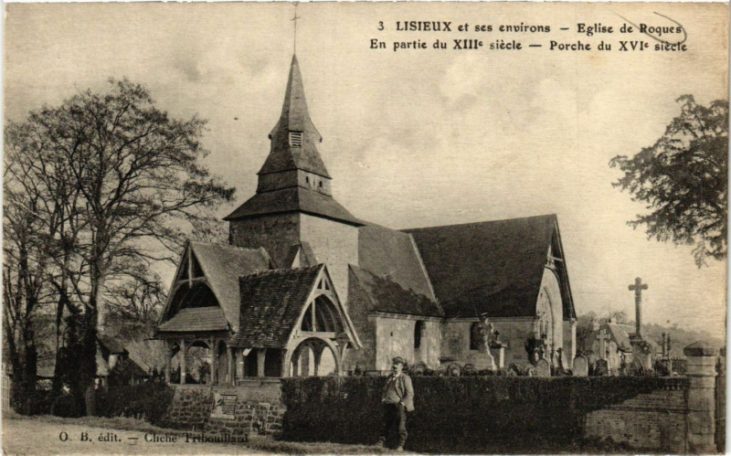 Carte postale ancienne Lisieux - Lisieux et ses environs - Eglise de Roques à Lisieux