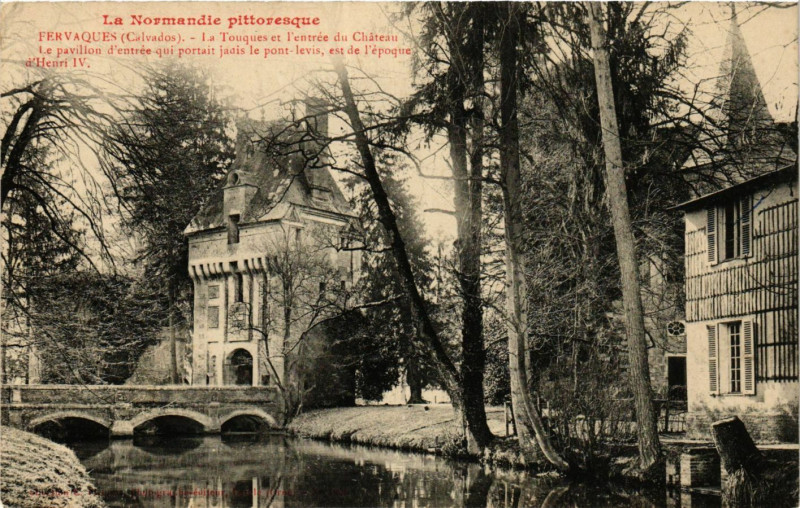 Carte postale ancienne Fervaques-La TouqueSaint-et l'entrée du Chateau à Livarot-Pays-d'Auge