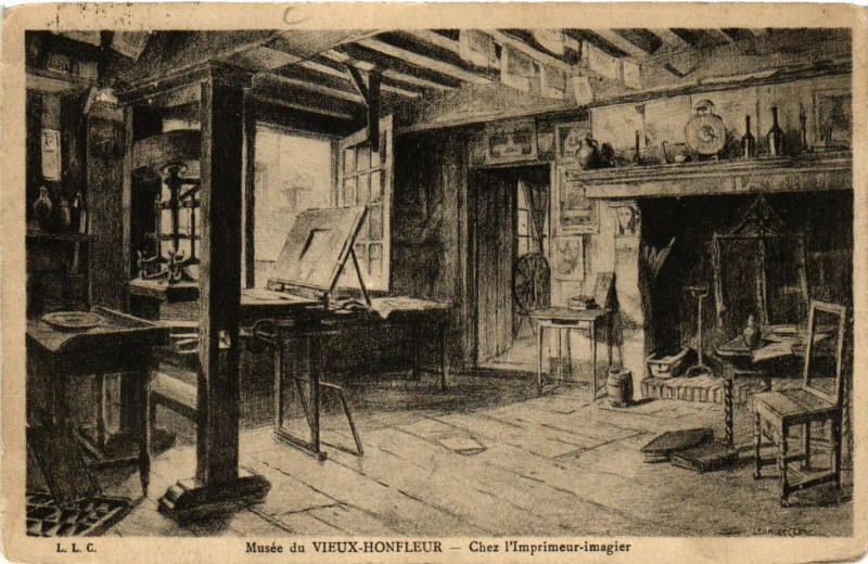 Carte postale ancienne Honfleur - Musée du Vieux-Honfleur - Chez l'Imprimeur-imagier à Honfleur