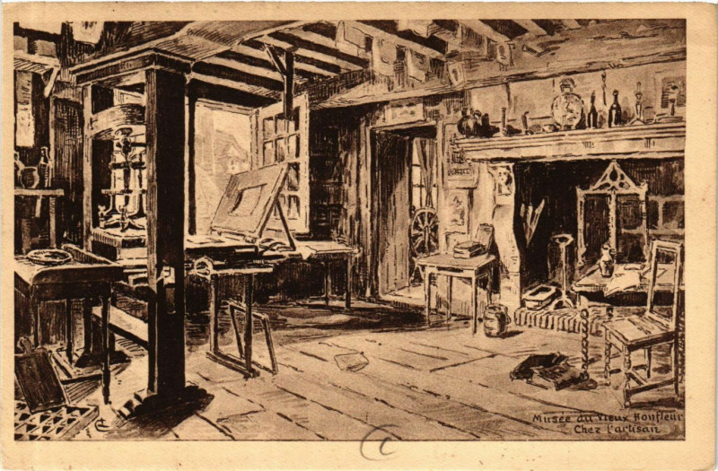 Carte postale ancienne Honfleur - Musée du Vieux Honfleur - Chez l'Artisan à Honfleur