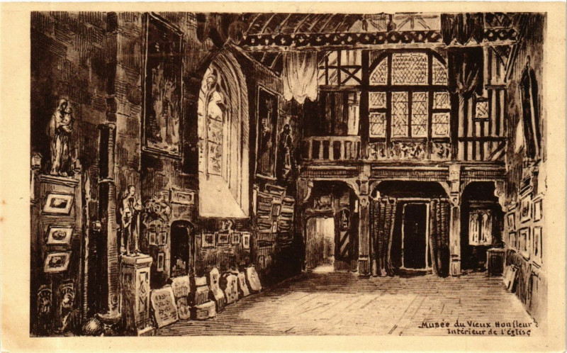 Carte postale ancienne Honfleur - Musée du Vieux Honfleur - Interieur de l'Eglise à Honfleur