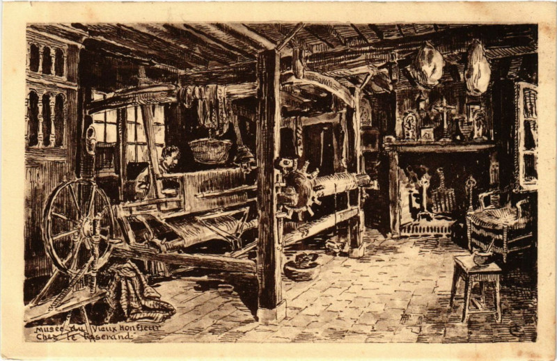 Carte postale ancienne Honfleur - Musée du Vieux Honfleur - Chez le tisserand à Honfleur